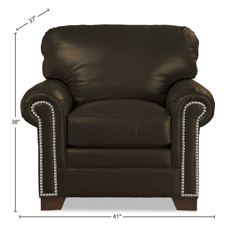 Fauteuil Niyan conforme à la norme CAL117 de 41 po de largeur, Cuir véritable brun foncé