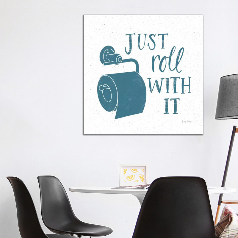 Turkish Tile Bathroom Puns V by Becky Thorns - Print on Canvas, 93.98cm H x 93.98cm W x 1.91cm D, Wrapped Canvas