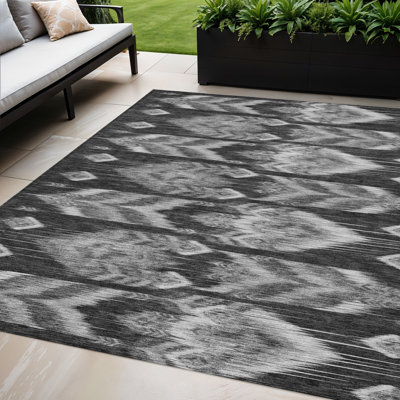Tapis intérieur lavable extérieur gris anthracite et argenté 5 pi x 8 pi Southwestern