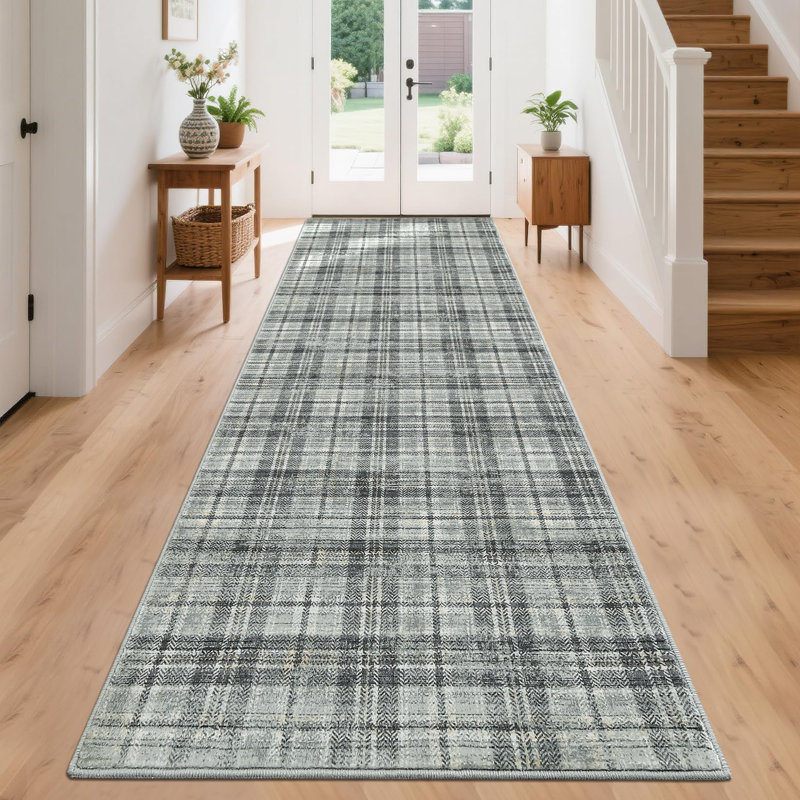 Washable Area Rugs for Bedroom Modern Area Rug for Living Room Contemporary Plaid Non Slip Large Rug Low Pile Stain Resistant Carpet for Playroom Classroom