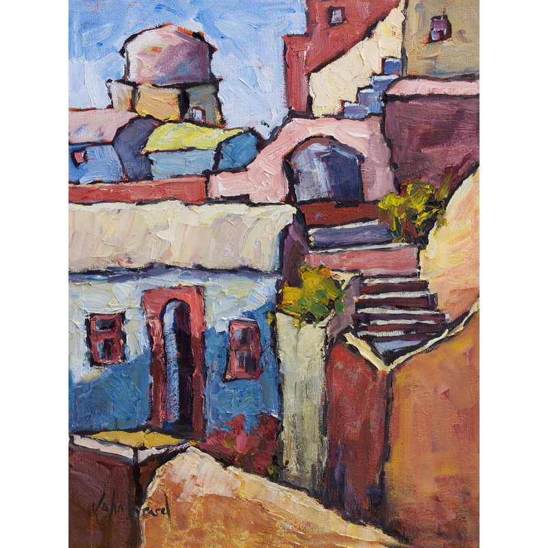Santorini III - reproduction d'artiste sur toile, H 24 po x l 22 po x P 3 po, Toile tendue