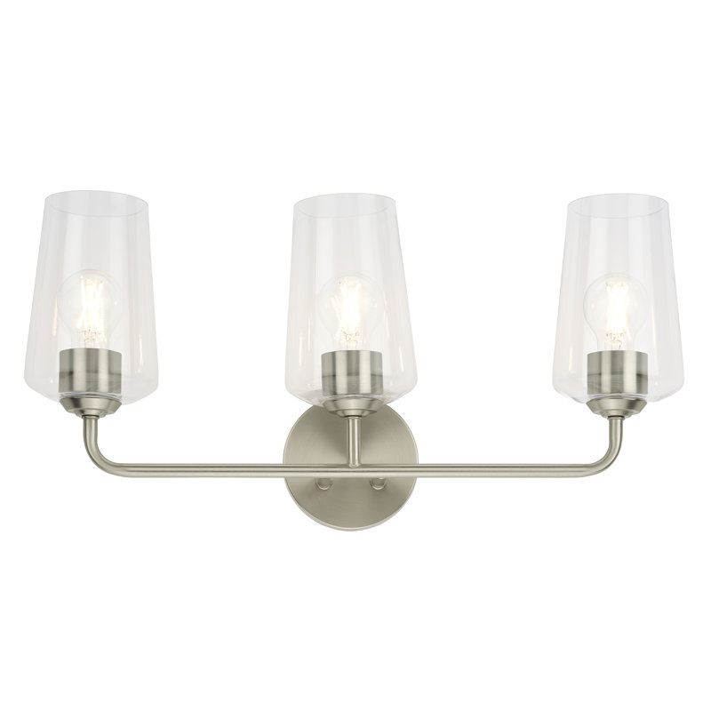 Ensemble de meuble-lavabo à trois lumières avec verre Celino, Nickel brossé, Blanc