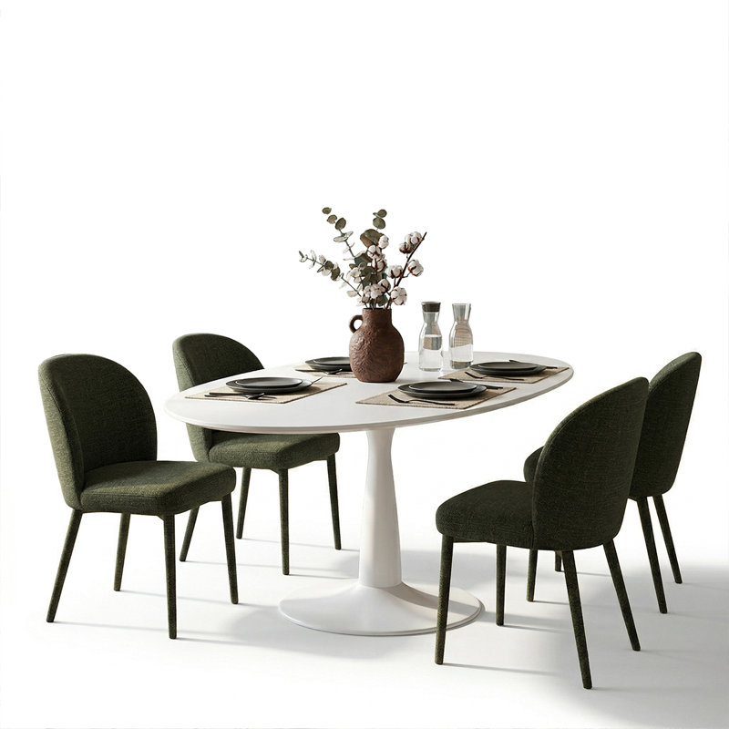 Ensemble de table de salle à manger 59 "pour 4 personnes, table de salle à manger moderne avec piédestal, Vert