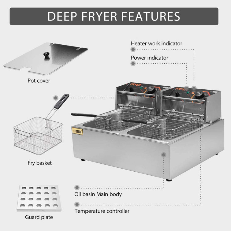 Commercial 20.7 qt 2 Basket Deep Fryer with Timer VIVOHOME