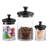 3 Piece Glass Apothecary Jar Canister with Black Lid