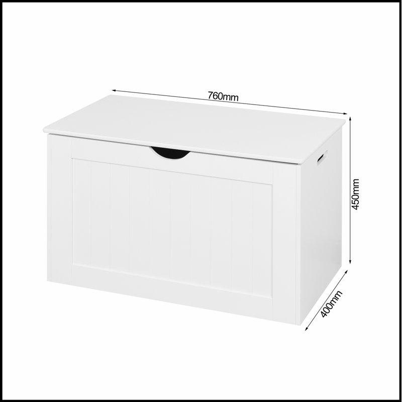 White Lift Top Entryway Storage Cabinet with 2 Safety Hinges, Wooden Toy Box for Organized and Safe Storage