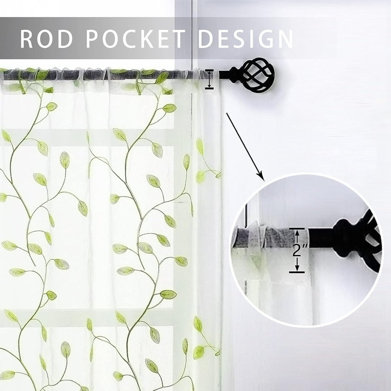 Bohm 54'' W Window Valance, Green Leaves