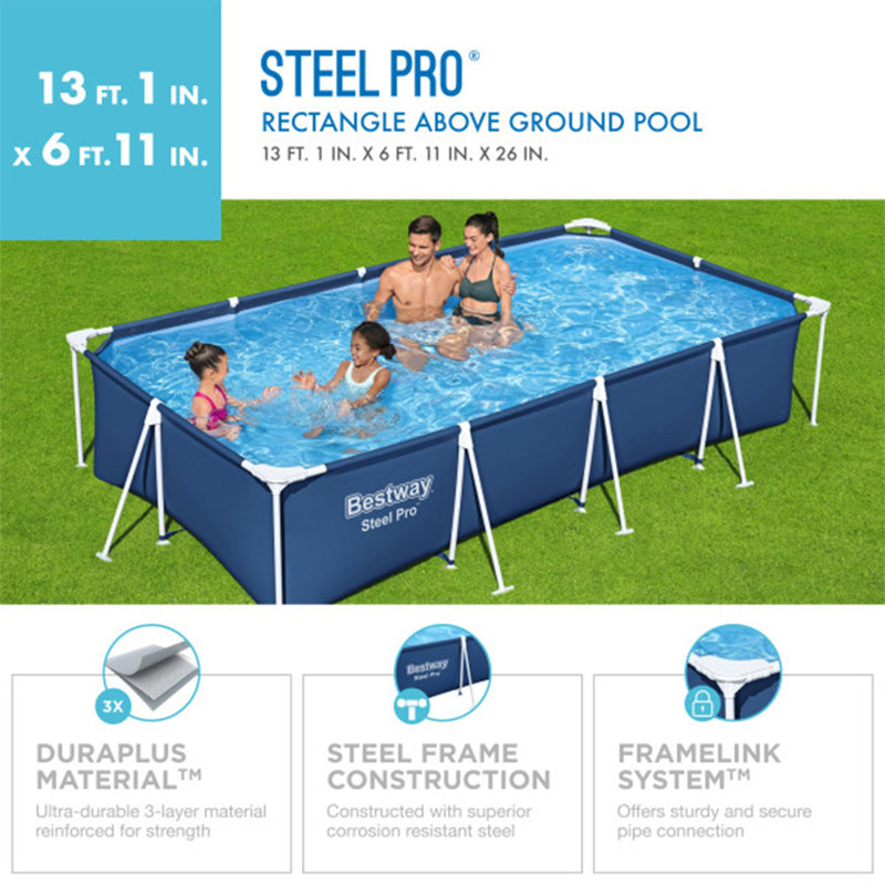 Bestway Steel Pro 13' x 32" Blue Rectangular Above Ground Pool