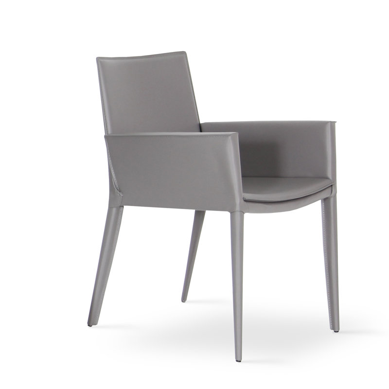 Tiffany Solid Back Arm Chair, Gray Bonded Leather