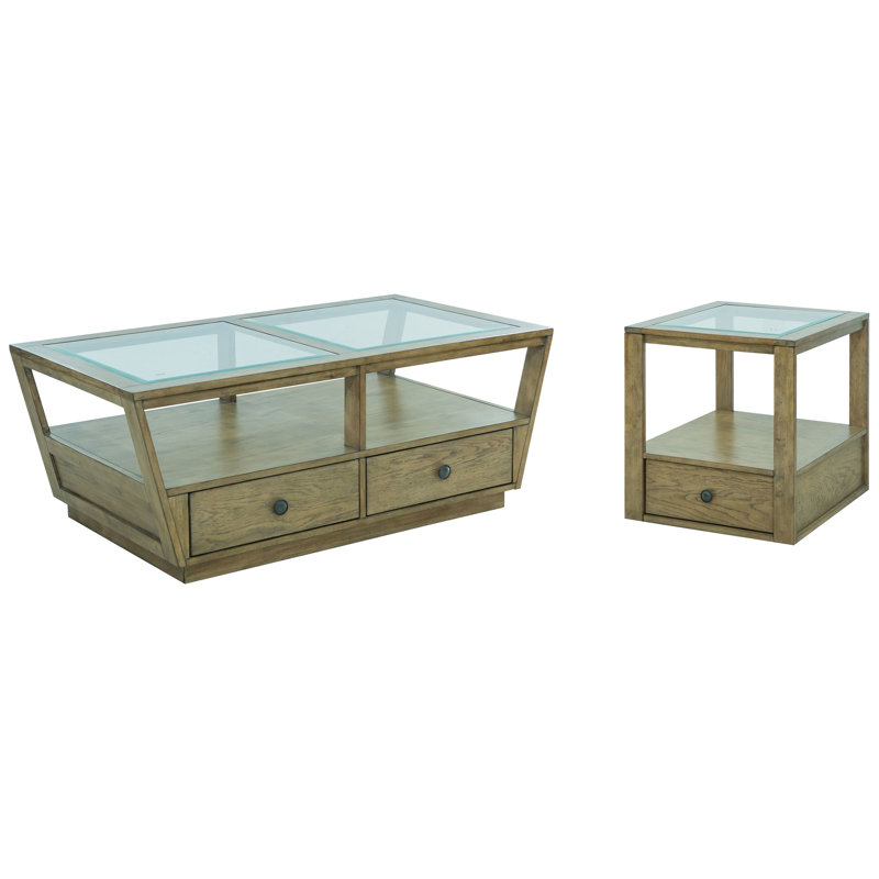 Rectangular Caster Cocktail Table with End Table, 2 Pieces: Coffee Table, End Table