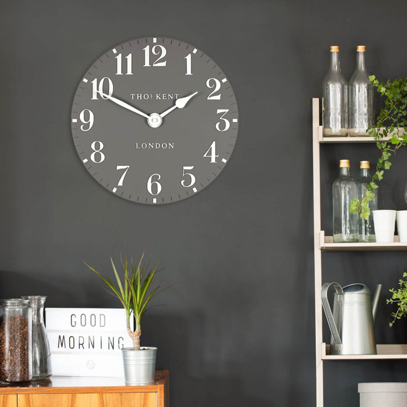 Arabic Metal Wall Clock, Medium, Dark Grey