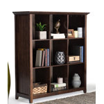 Acadian 48"H Solid Wood Transitional 9-Cube Bookcase with Fixed Shelves and Tapered Legs
