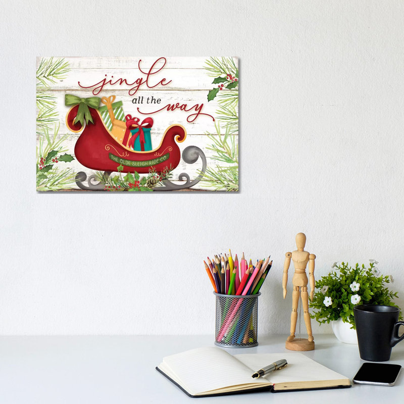 Jingle All the Way by Mollie B. - 1 Piece Wrapped Canvas Wall Art, 20.32 cm H x 30.48 cm W