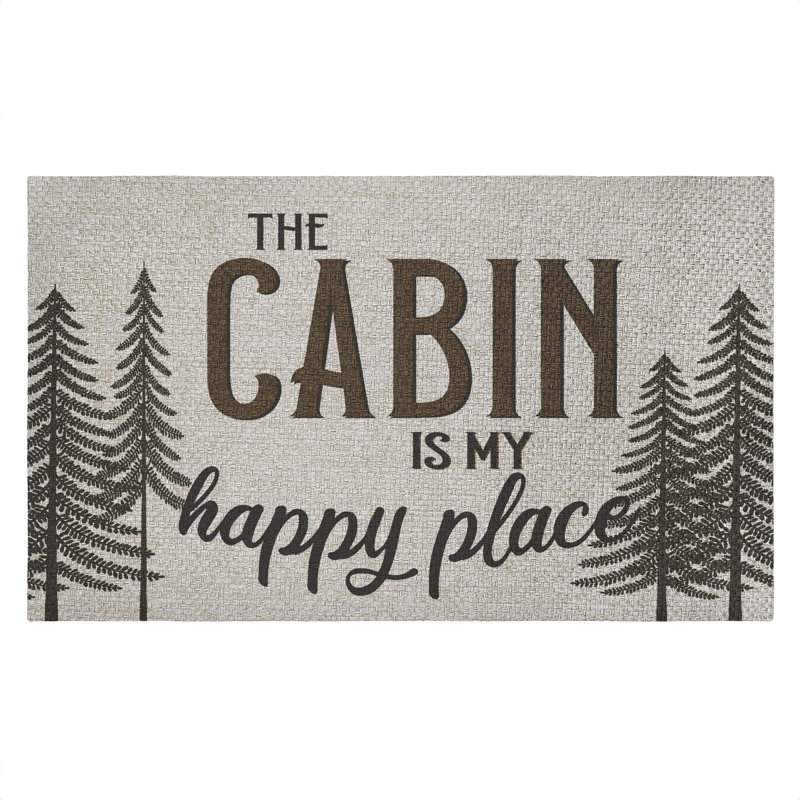 Tapis de porte d'extérieur Cabin Is My Happy Place, design par Kim Allen, 18 po x 30 po, Cabin Is My Happy Place