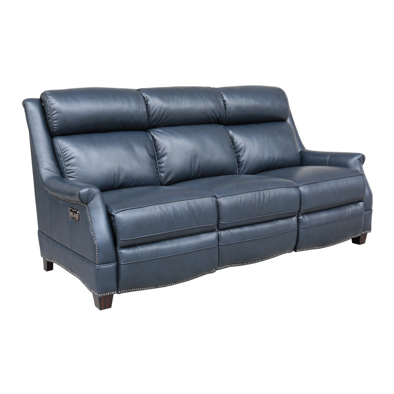 Tull Upholstered 83.1'' Reclining Sofa, Shoreham Blue Genuine Leather