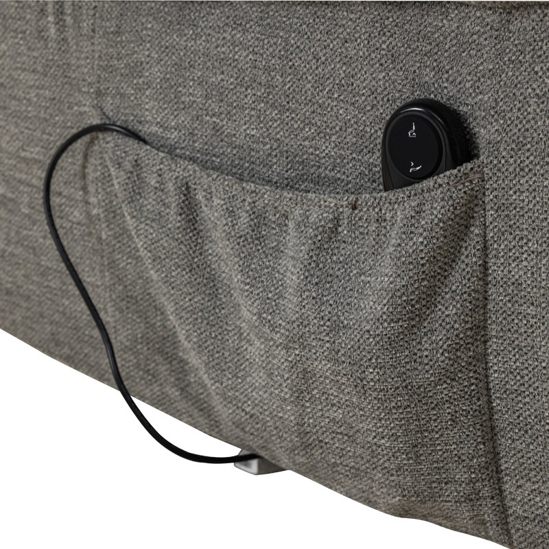 Fauteuil inclinable électrique large et ultra large avec télécommande Arkeisha, Chenille gris pâle