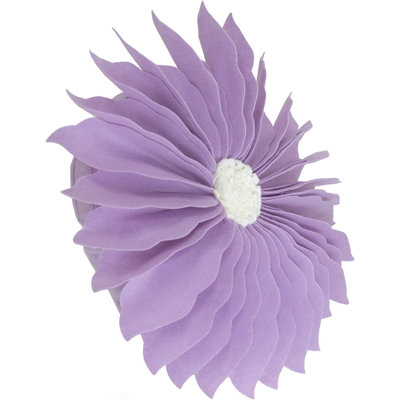 Lilac 3d Sunflower Decorative Floral Flet Throw Pillow Cover 13" Round