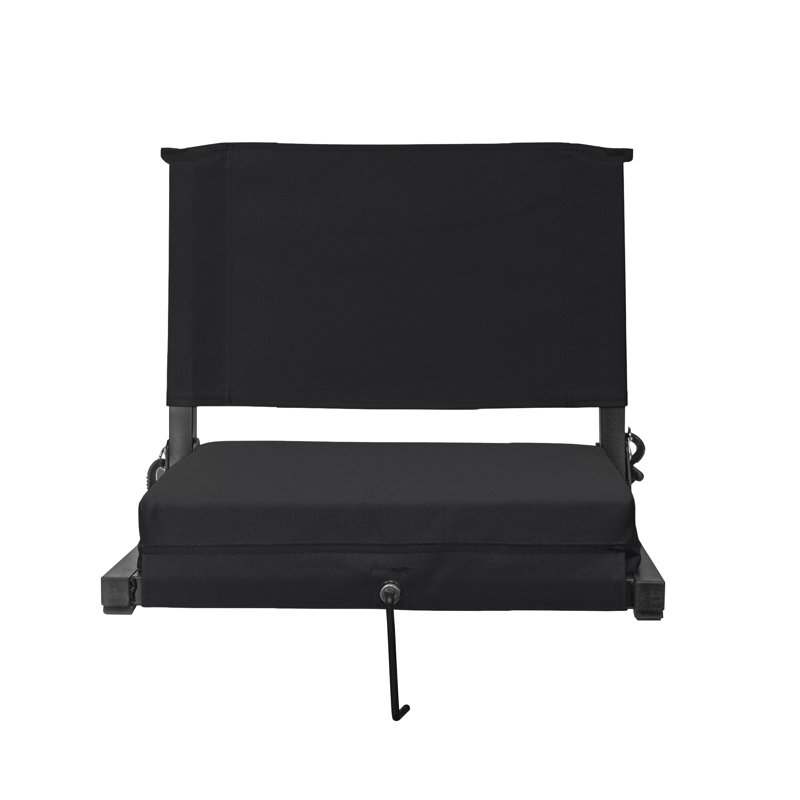 Large Black Canvas Stadium Chair with Padded Seat and Back Support