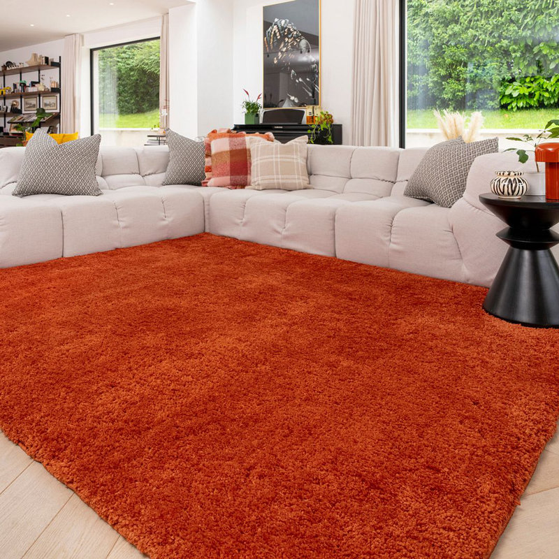 Solid Colour Machine Tufted Shag Area Rug, 200cm x 290cm