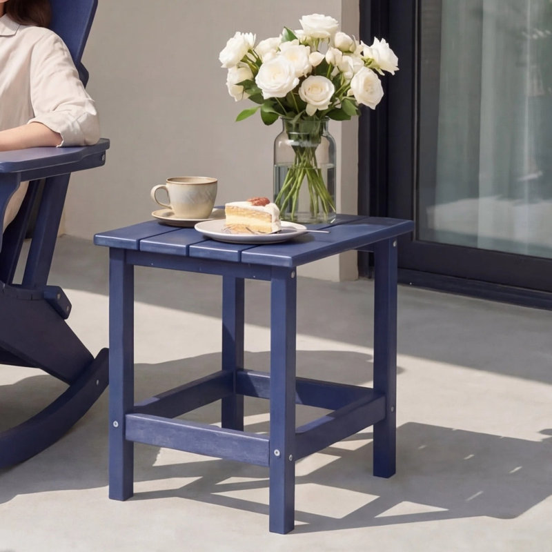 Table de bout extérieure Adirondack, table d'appoint de patio, tables de bout en PEHD pour pelouse de jardin, Marine