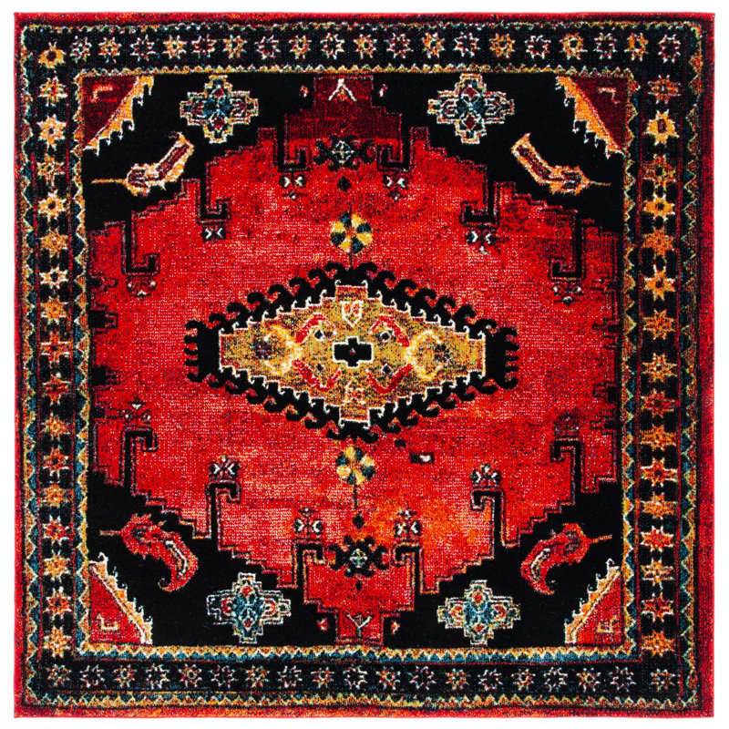 Tapis rouge / noir du Sud-Ouest duchamps, Carré 6 pi 7 po