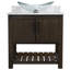 Meuble-lavabo simple de 30 po avec comptoir en marbre de Carrare, lavabo vasque en verre, miroir et quincaillerie noir mat-360565011