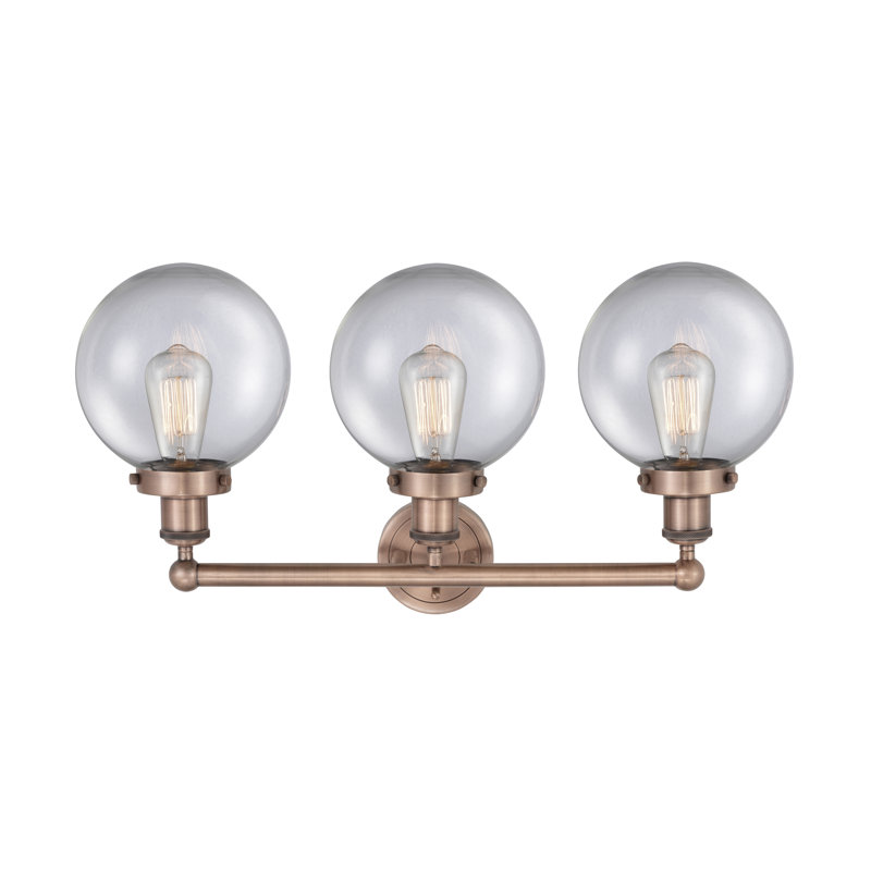 Alphonsa 3 - Light Dimmable Vanity Light, Clear, Antique Copper