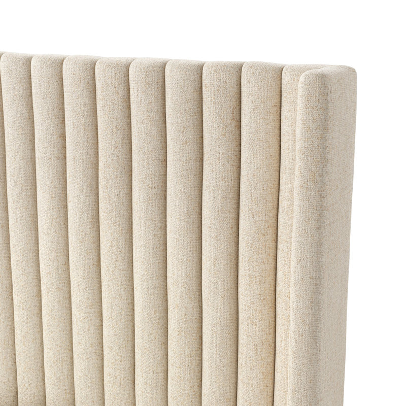 Montgomery Upholstered Wingback Bed, King, Thames Cream
