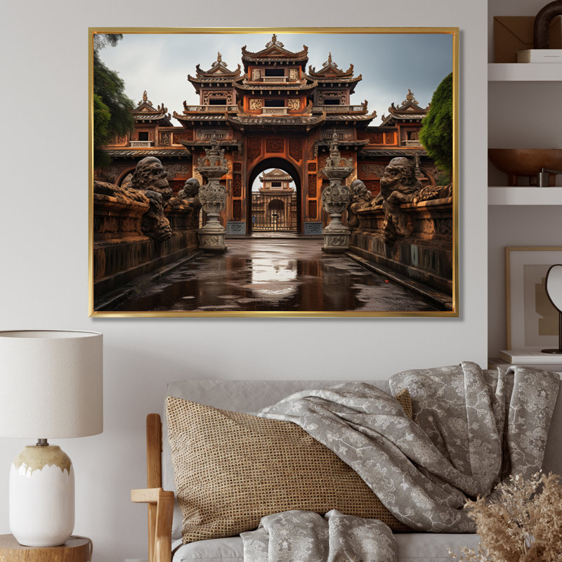 «Vietnam Hue Imperial City II», reproduction sur toile, H 30 po x l 40 po x P 1,5 po, Cadre flottant doré
