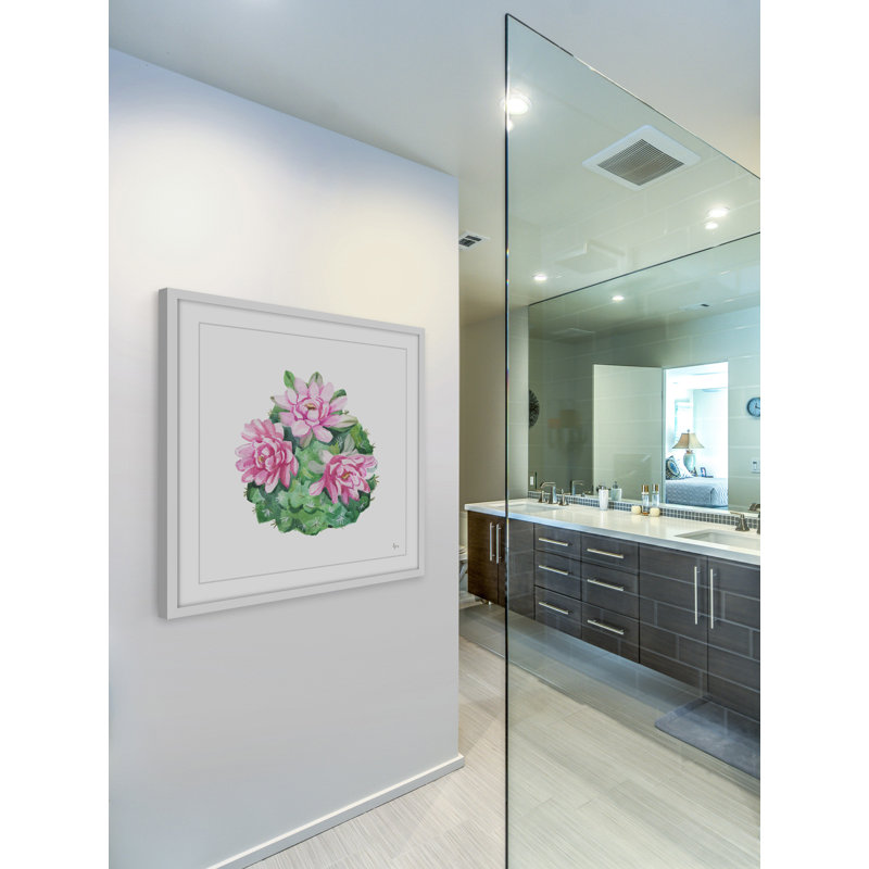 « rose beauté », reproduction de peinture à l’aquarelle encadrée, H 12 po x l 12 po x P 1,5 po