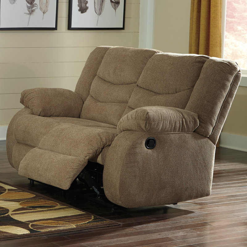 Upholstered Reclining Loveseat , Gray Polyester, 40" H x 63" W x 40" D