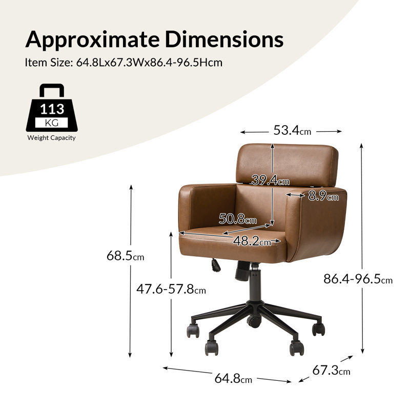 Norven Modern Tilting Office Chair With Adjustable Backrest, Camel