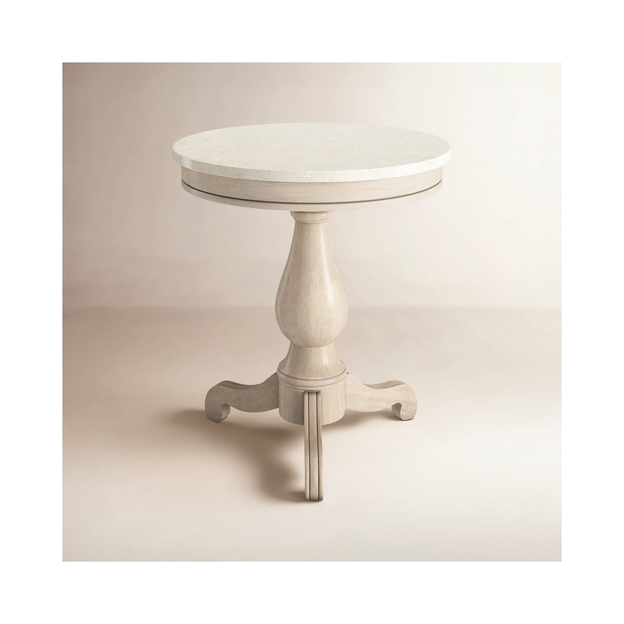 Aberdale End Table with Marble Top, Sandalwood Beige
