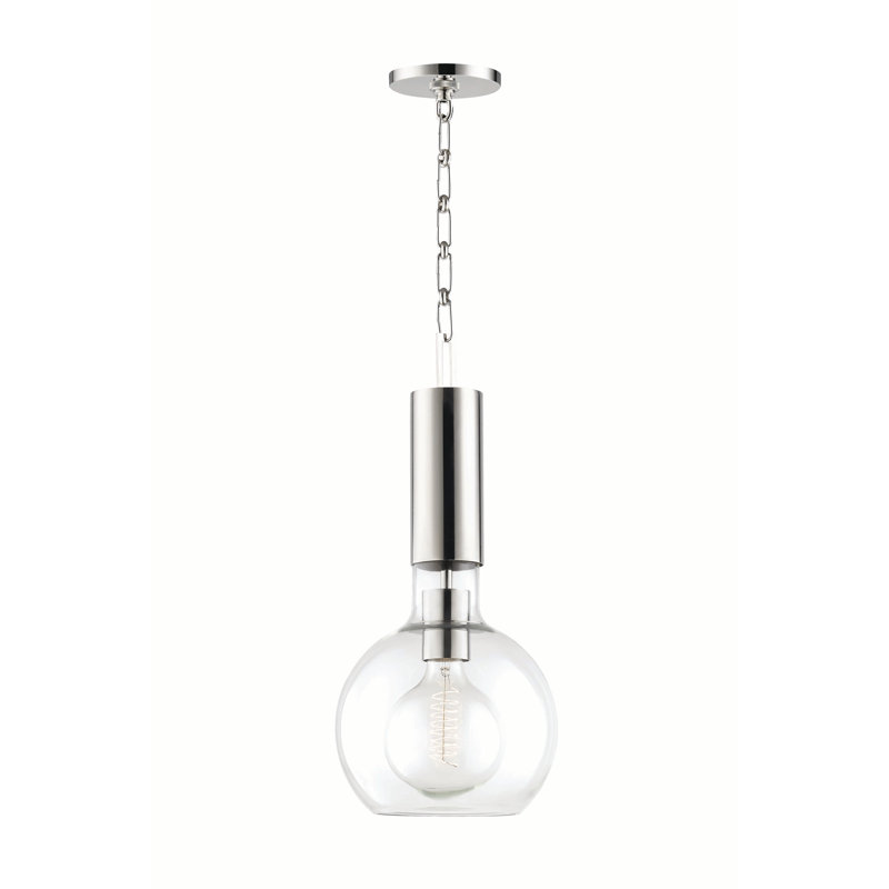 Raleigh 1 - Light Pendant, Polished Nickel, 19.5" H x 9" W x 9" D