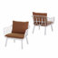 Ensemble de 2 fauteuils club d'extérieur, finition PP blanc avec coussin brun-467289042-467289045