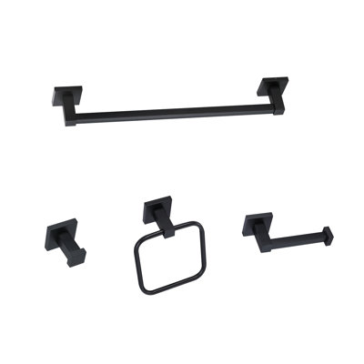 4-Piece Bath Hardware Set with Towel Bar,Towel Ring,Toilet Paper Holder and Robe Hook