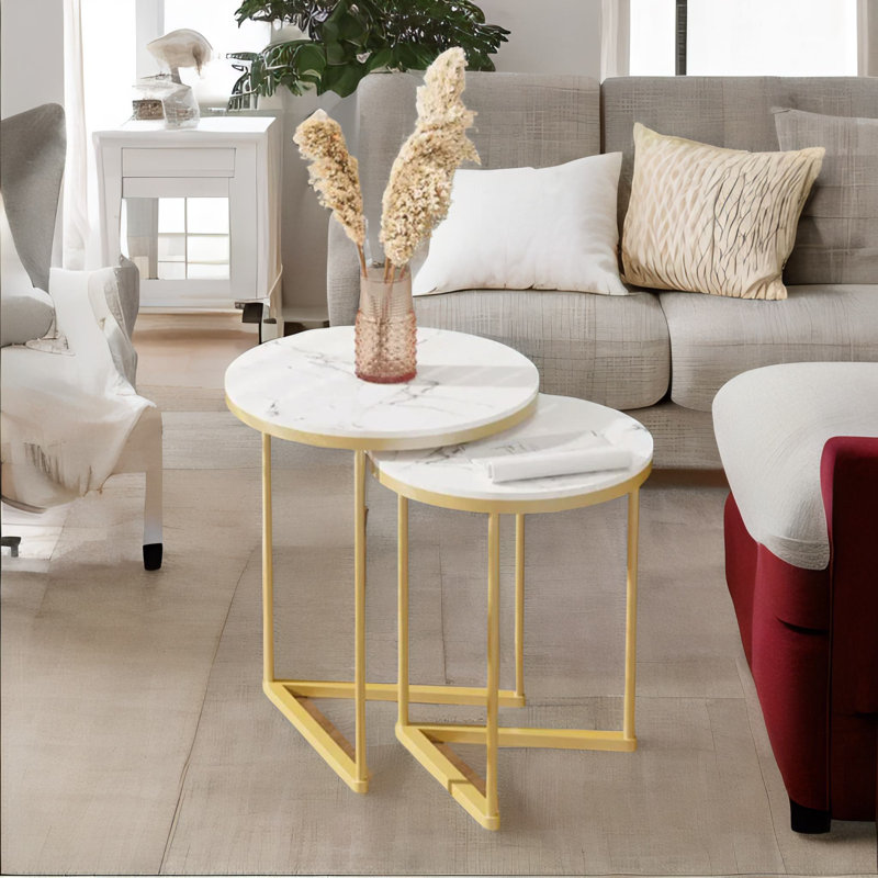 Paineville Set Of 2 Round Nesting Tables With Triangular Base