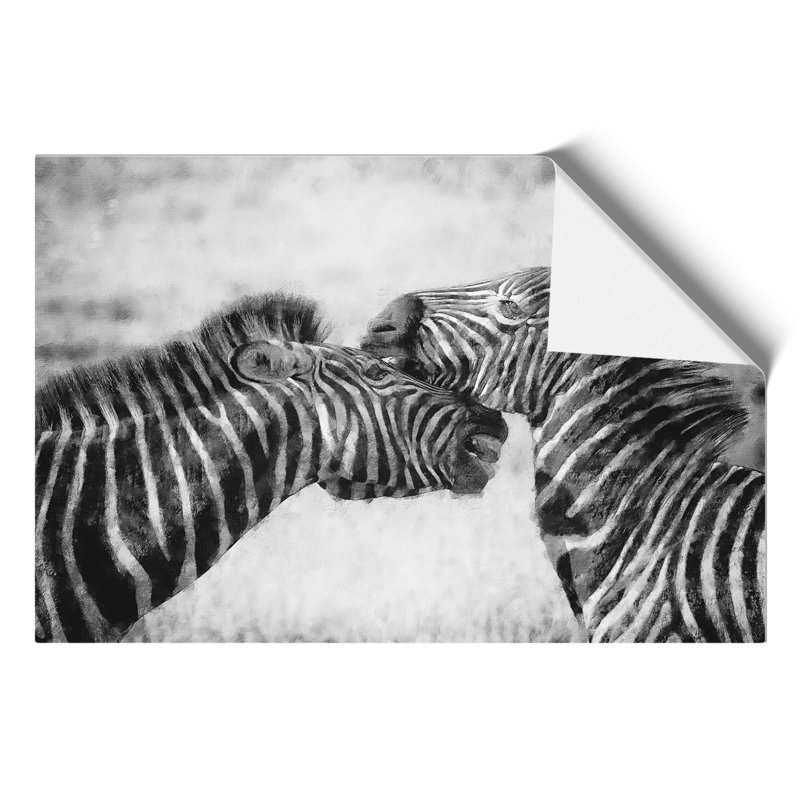 Zebras Painting - Frameless Print, 42cm H x 59cm W x 0.1cm D