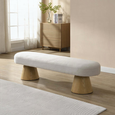 Banc de rangement Modern Farmhouse - Boucle beige