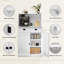 Armoire de cuisine blanche de 54 po de hauteur, support pour micro-ondes autoportant avec tiroir et tablettes réglables, armoire de rangement pour buffet-706993853