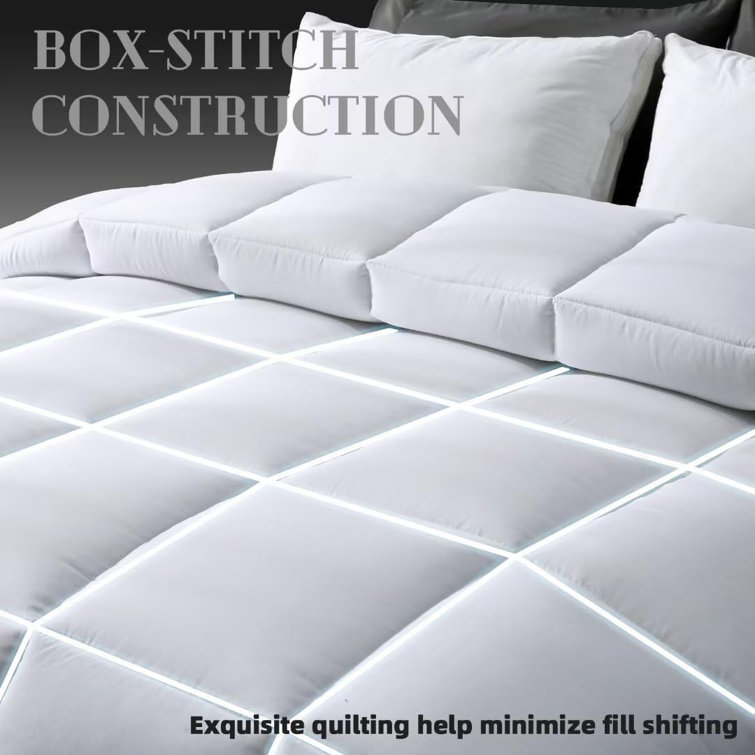 Luxurious Down & Feather Comforter All Season Duvet Insert Baffle Box Design, California King, California King