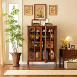 Arched Display Cabinet with Cane Panels