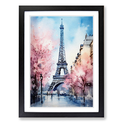 Eiffel Tower Tachisme - Single Picture Frame Print on Wood