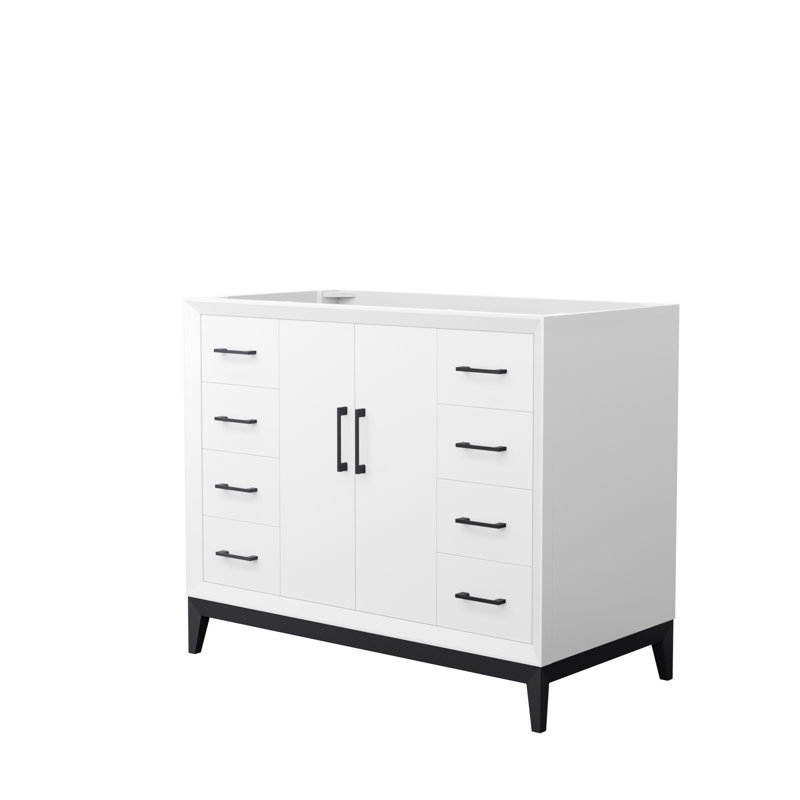 Base de meuble-lavabo simple 41,75 po seulement, Blanc / noir mat