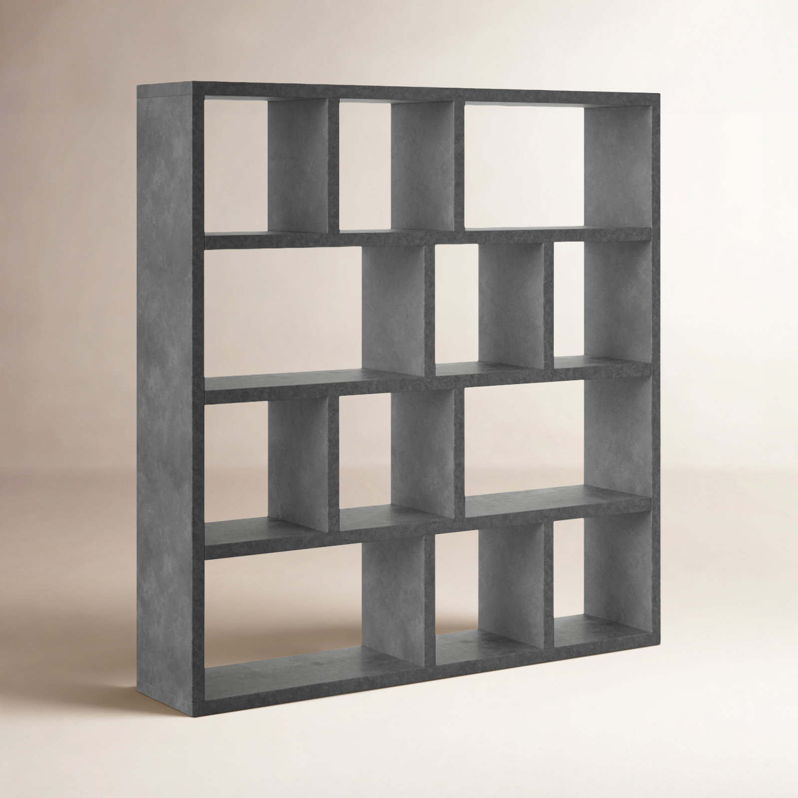 Stetson Manufactured Wood Bookcase , Concrete Gray, (4 Shelves) 63" H x 59" W x 13" D