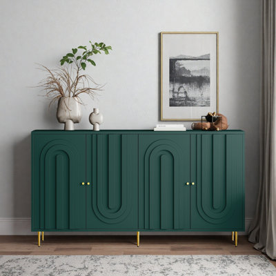 Buffet moderne 4 portes avec tablettes réglables en bois laqué Modern