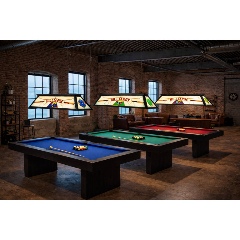 Luminaire suspendu linéaire à 4 lumières pour table de billard Dovie, Bleu