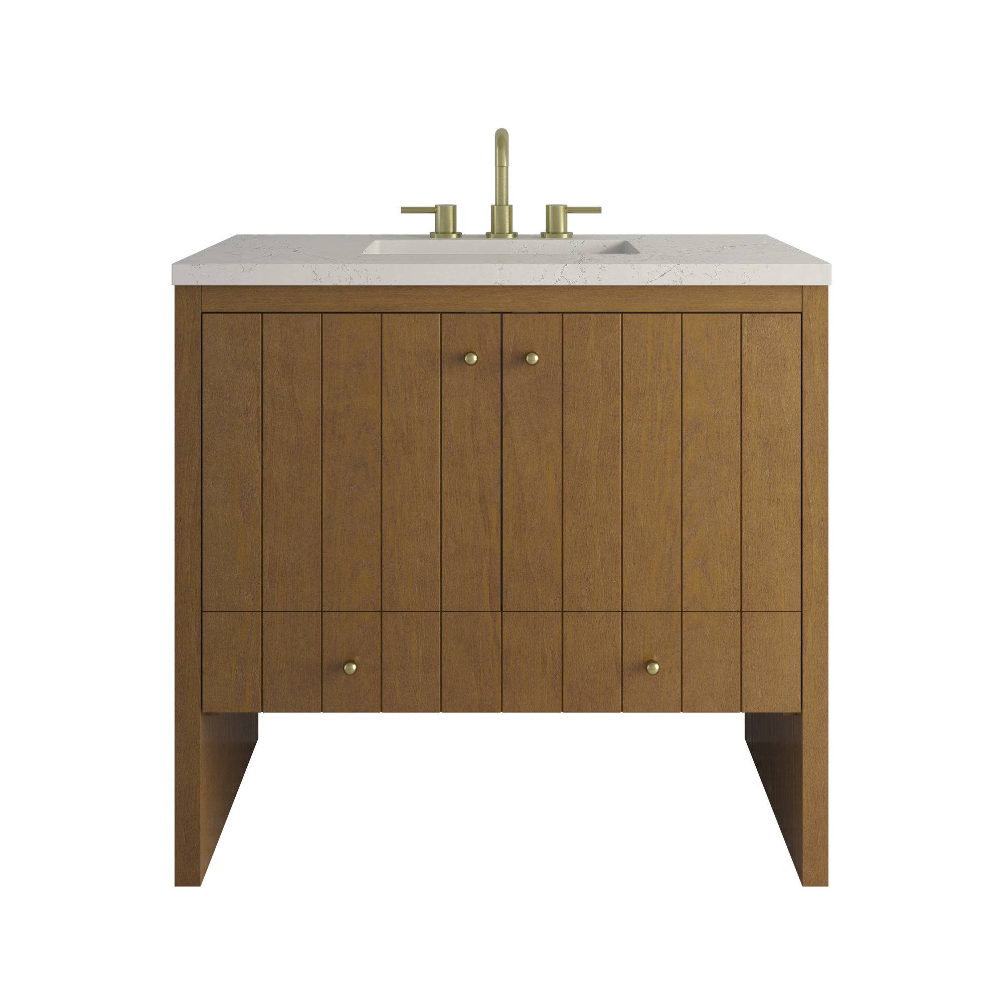 Hudson 36'' Single Bathroom Vanity, Honey Oak, Siberian, 8" Widespread