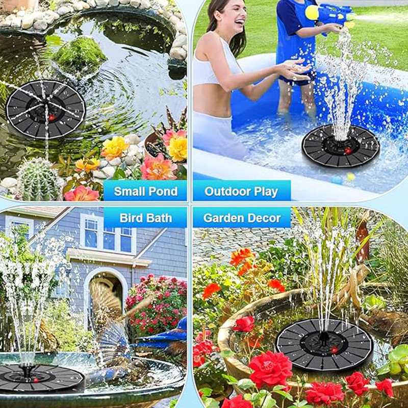 Solar Fountain Work On Cloudy Day with Faster Conversion Glass Solar Panel and Power Indicator Light, for Bird Bath Garden Small Pond