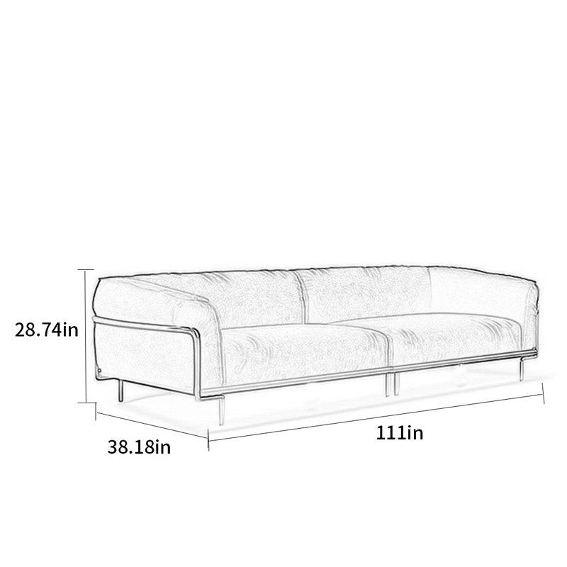 Canapé rétro en tissu simple, H 28,74 po x l 111 po x P 38,18 po
